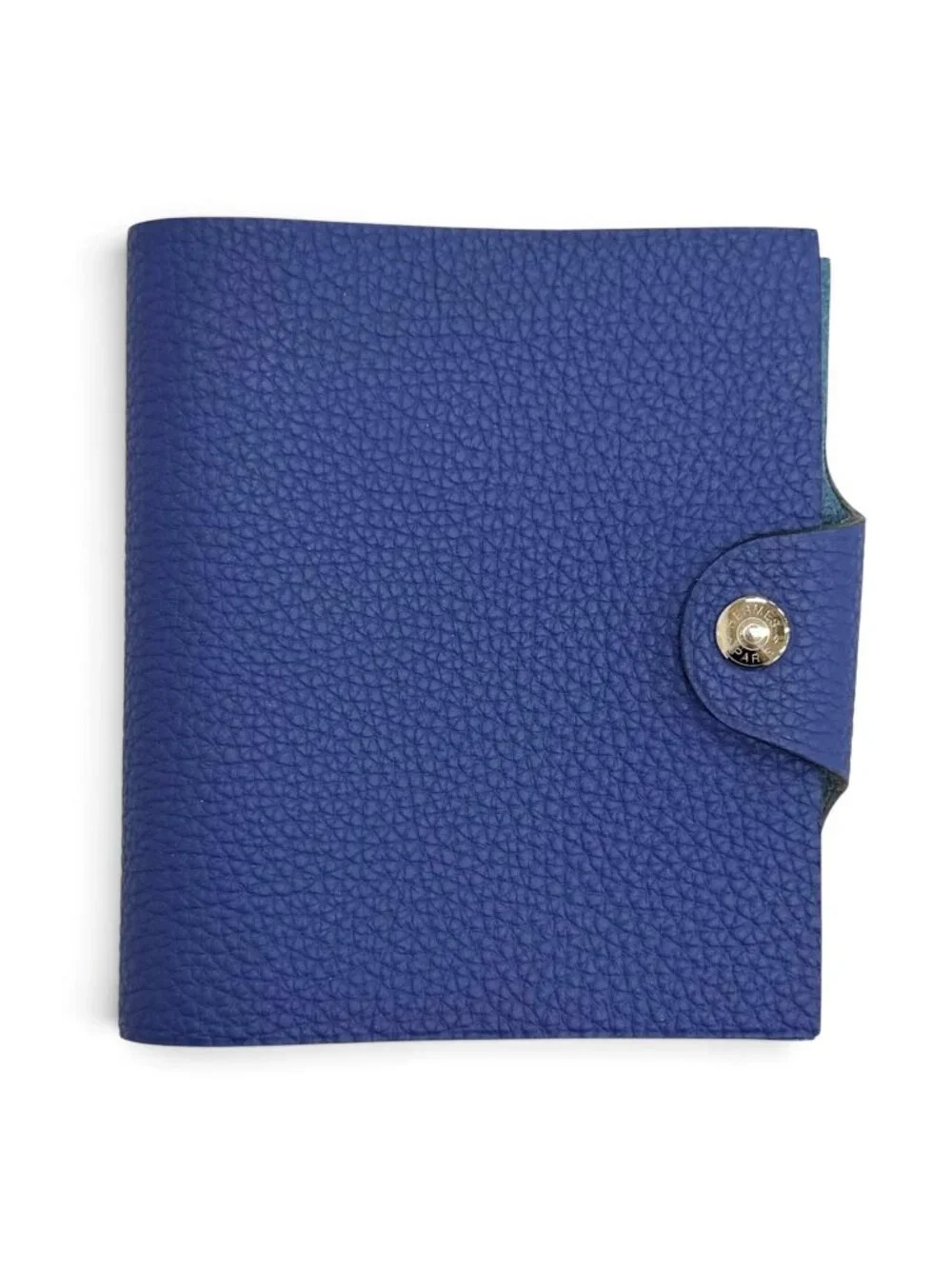 Hermes Ulysse Mini Note Cover Togo Blue Brighton Clou de Selle Snap Button